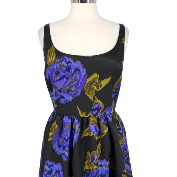 Becky & Max Fit and Flare Black Floral Print Sleeveless Scoop Neck Dress Size 6 - Picture 2 of 13